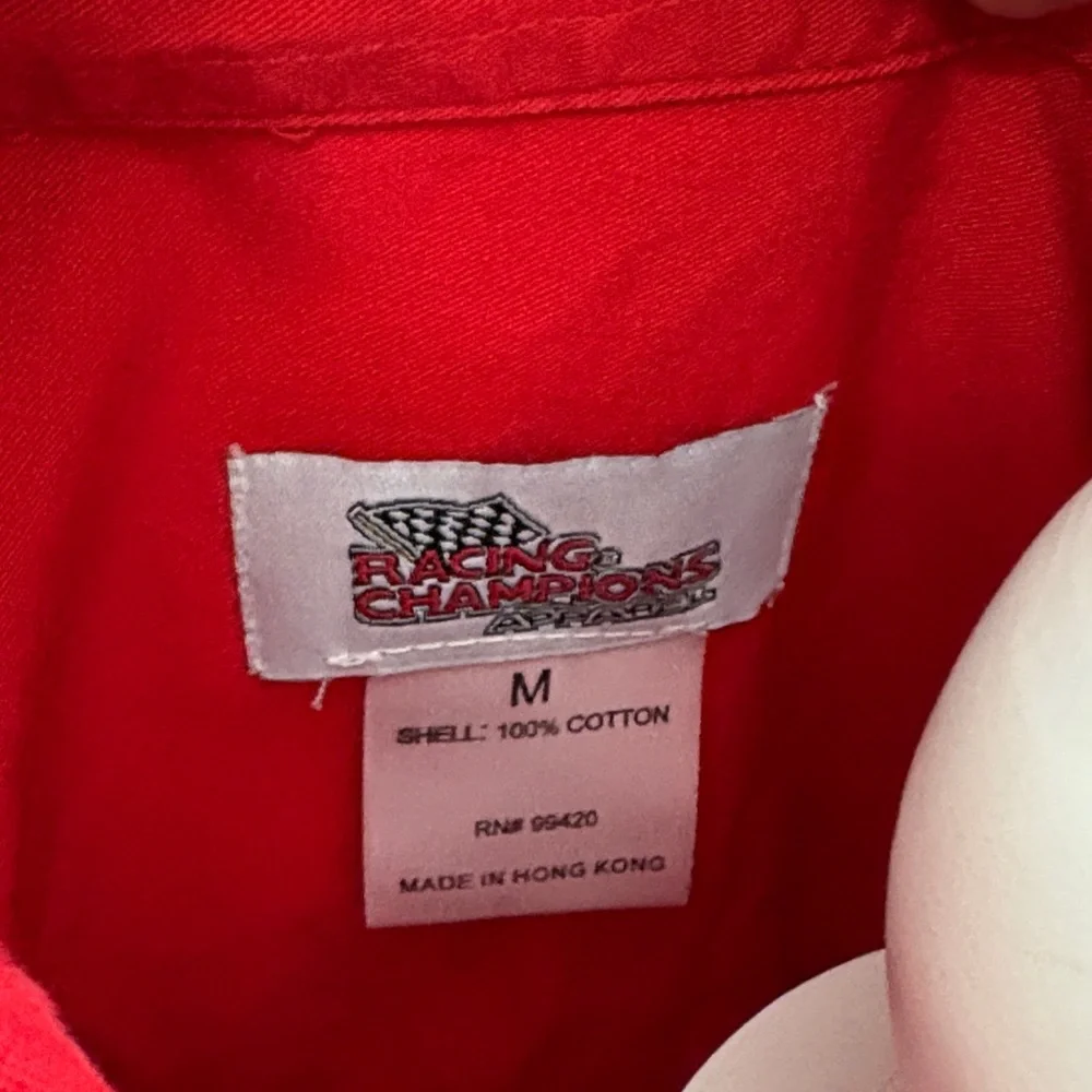 Vintage Ward Burton Men's Red Button Down Shirt Cat Racing NASCAR Medium‎